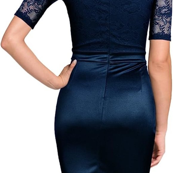 Blue Satin dress NWOT - Picture 3 of 11